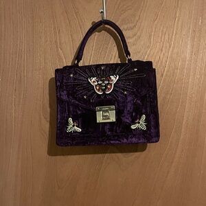 Aldo Dark Purple Embroidered Satchel